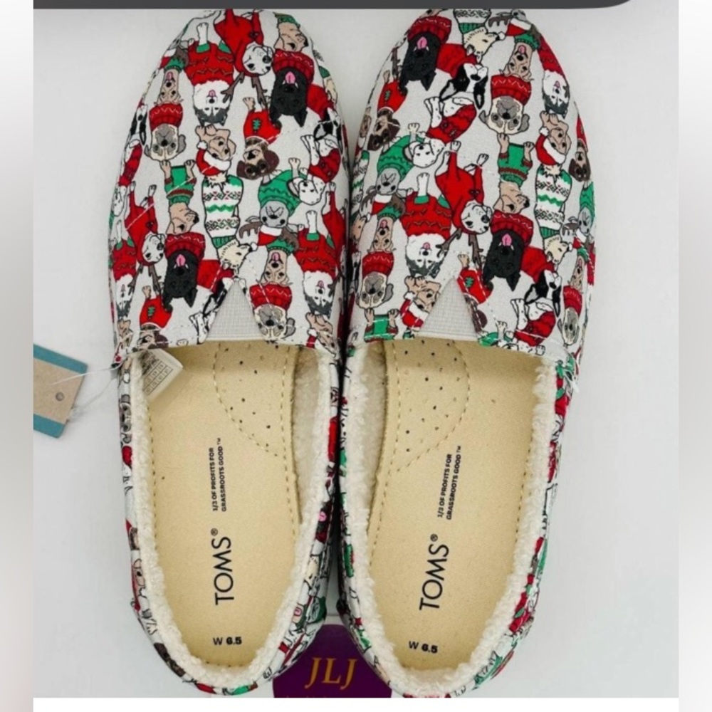 Toms Belmont Glacier Grey Holiday Sweater Dogs - Picture 1 of 4